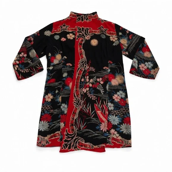 Citron Santa Monica Black Floral Silk Kimono Jacket – EUC – L/XL – MSRP $289 - Picture 3 of 15